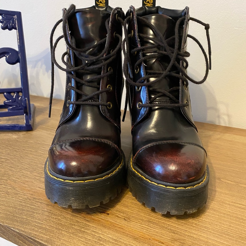 Dr. Martens Red Ankle Boots with Chunky Sole
